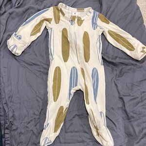 Kids One Piece with Blue and Olive Long Board Pattern